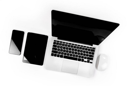 办公桌带笔记本电脑, 数码片, 智能手机, p