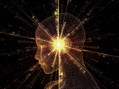 矢量图示灵感触发齿轮头脑思维轮廓工作和头脑风暴在办公室里的人团队