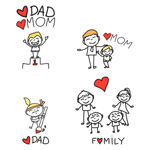 手绘图卡通幸福家庭
