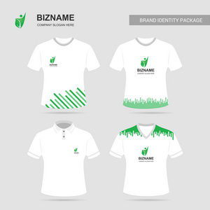 公司标志设计与自然绿色主题向量的 t恤衫