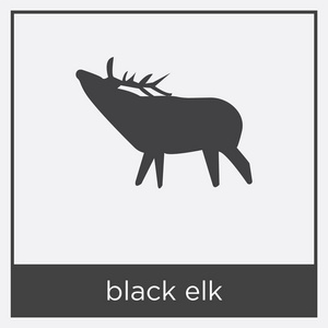 黑色麋鹿图标在白色背景下被隔离