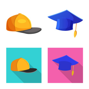 被隔绝的帽子和盖帽标志的对象。网站的头饰和附属股票符号集