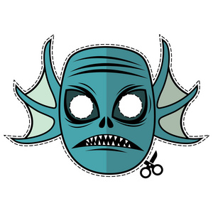 怪兽鱼卡通怪兽人物纸面具模板设计照片