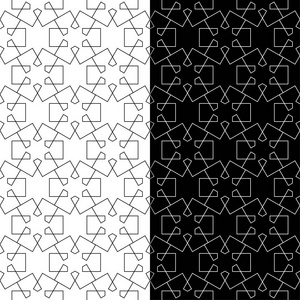 黑白相间的几何装饰品。一套无缝模式的网络, 纺织品和墙纸