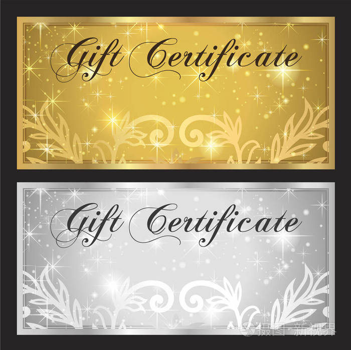 代金券礼品券优惠券模板白色和金色