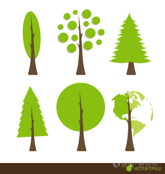 抽象树的集合.矢量图