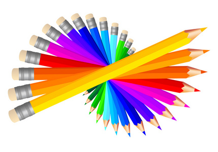 彩色的铅笔，矢量集