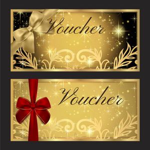 代金券礼品券优惠券模板. 黄金和黑背照片