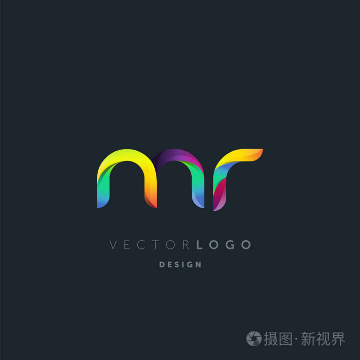 渐变mr字母徽标名片模板矢量