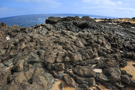 火山岩石海岸，回到岛，加那利群岛西班牙