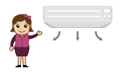 办公冷女售货员介绍空调冷气机照片