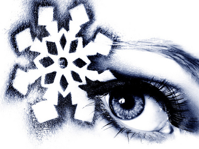 女性的眼睛与创意冬季化妆图片