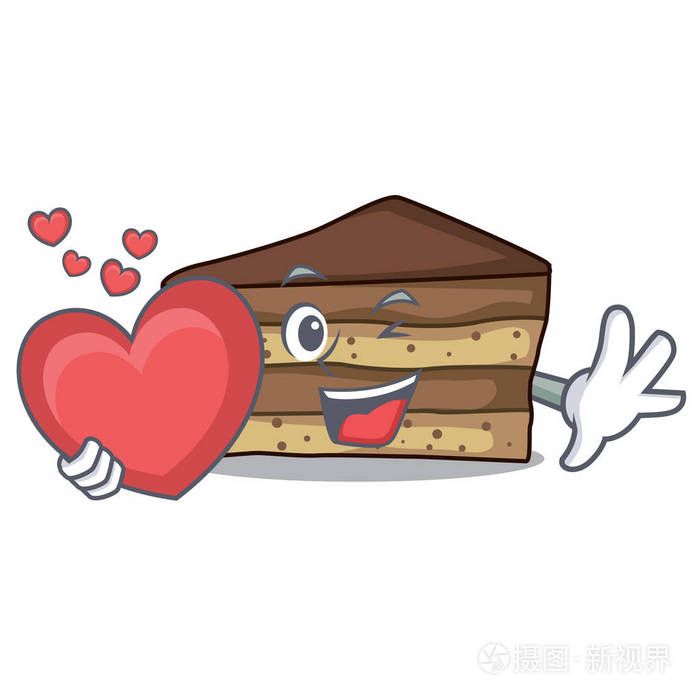 与心脏提拉米苏吉祥物卡通风格