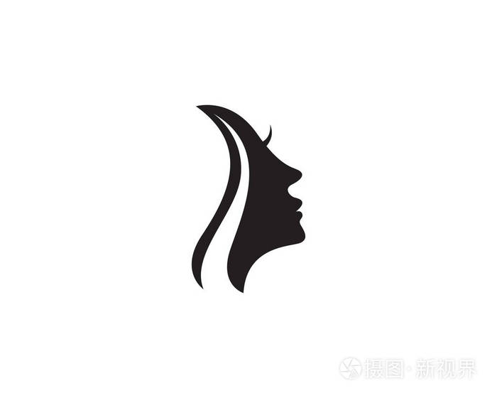 头发的女人和脸的标志和符号