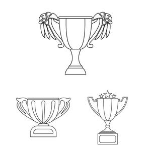 金杯轮廓图标在集合中用于设计。赢家杯矢量符号股票网页插图