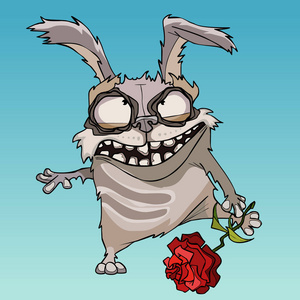 动画片恐怖兔子用红色花在手图片