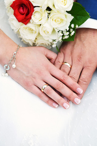 与结婚戒指的手