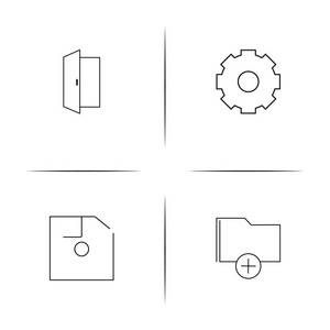 用户界面简单的线性图标设置。分级显示的矢量图标