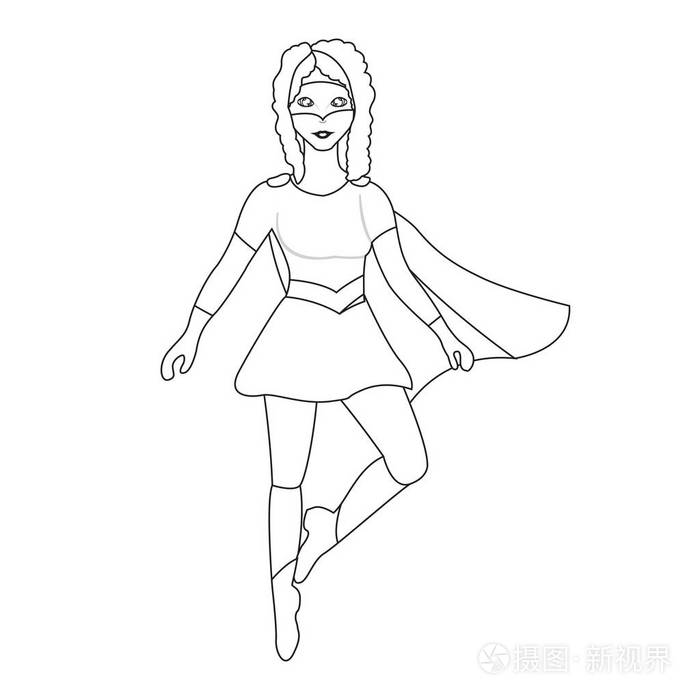 女超人卡通人物素描插画-正版商用图片07nlqx-摄图新视界
