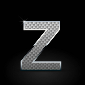 炭纤维白炭纤维字母 z 大写在黑色背景上照片