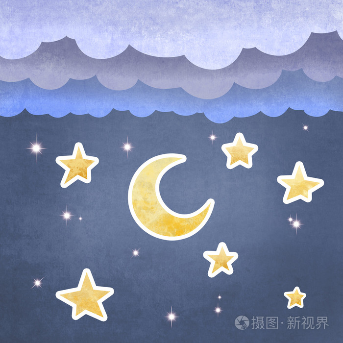 卡通风格夜空星星与月亮 云彩照片 正版商用图片07np5q 摄图新视界 卡通风格夜空星星与月亮 云彩照片 正版商用图片07np5q 摄图新视界