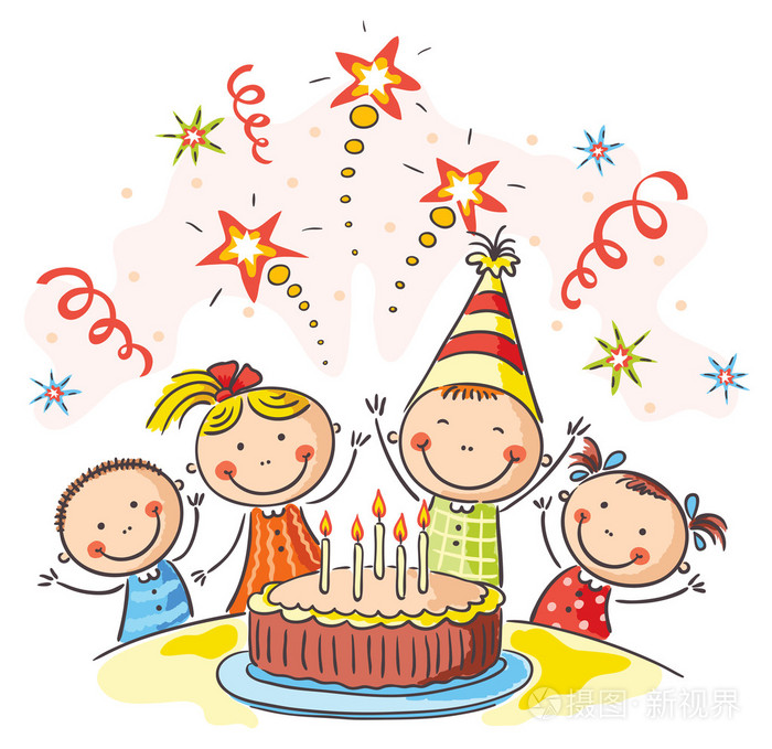 孩子们的生日聚会插画-正版商用图片07nqoa-摄图新视界