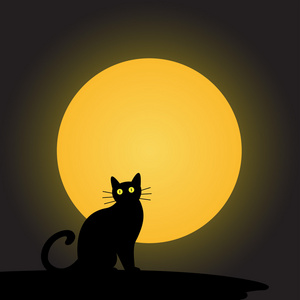 黑猫与月亮,万圣节背景照片