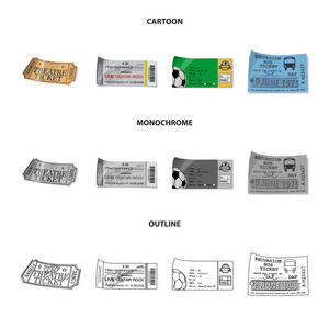门票和入场标志的矢量设计。门票和事件股票矢量图的收集