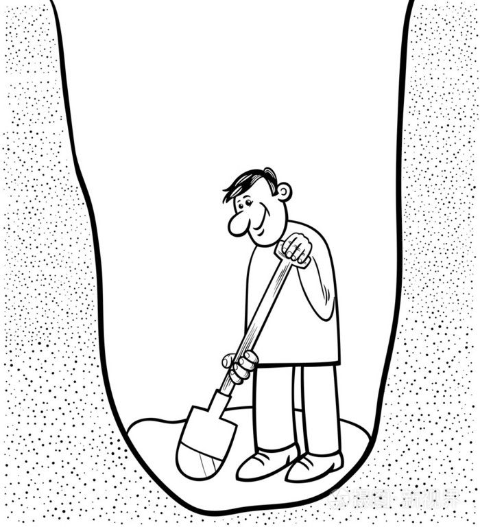 挖人卡通着色页插画-正版商用图片07nxf0-摄图新视界