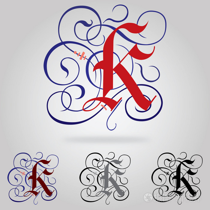 装饰大写的哥特式字体字母k