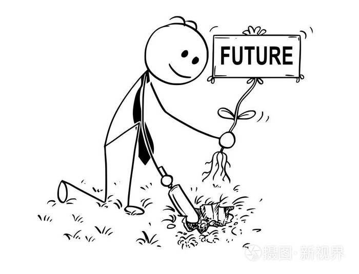 卡通商人挖一个洞的植物与未来的标志插画-正版商用图片07nz4y-摄图新