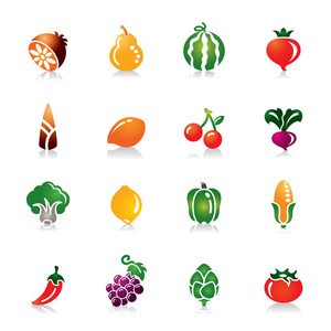 水果和蔬菜的彩色图标