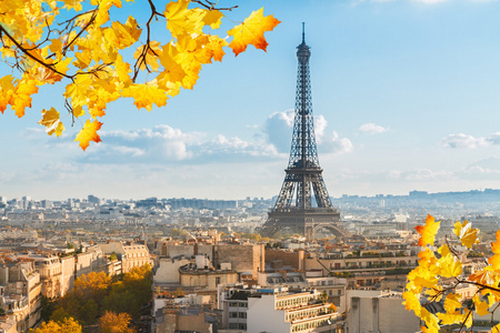 埃菲尔巴黎和旅游城市景观