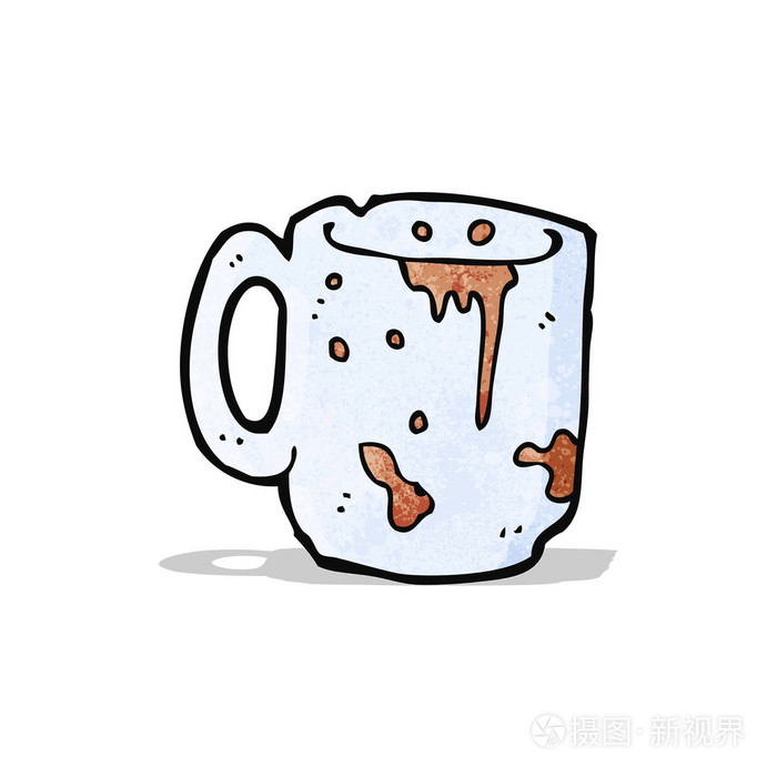 肮脏的旧杯子卡通