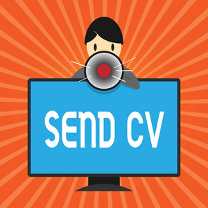 概念手写显示发送 Cv. 商业照片展示给简历申请招聘职位