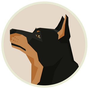 狗集合兰开夏 heeler 几何样式头像图标圆卡通动物头像卡通动物头像