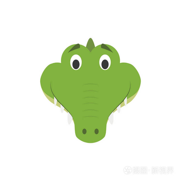 儿童卡通风格的鳄鱼脸.动物脸矢量插画系列