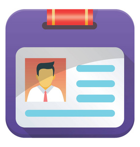 门禁卡身份证,徽章或门禁卡平面矢量图标照片