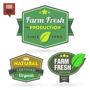 农场新鲜的有机食品标签 徽章或密封