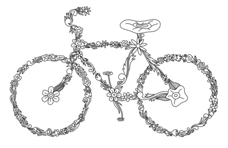 用花装饰的自行车
