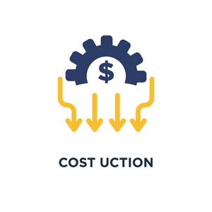 成本线降低成本图标.线性概念符号设计, 矢量图解照片