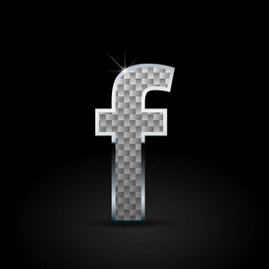 白色碳纤维字母 f 小写在黑色背景上照片