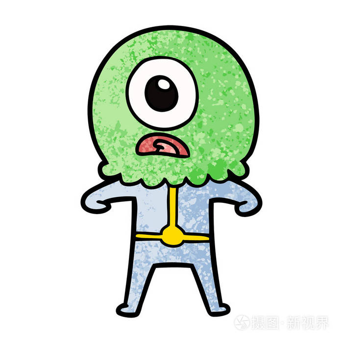 卡通独眼龙外星人宇航员