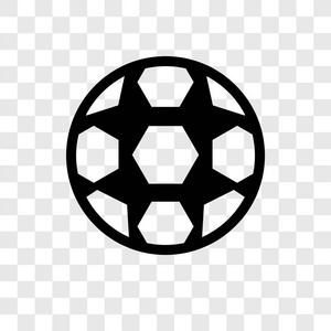 足球矢量图标在透明背景下隔离, 足球透明度徽标概念