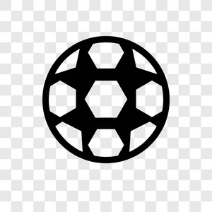 足球矢量图标在透明背景下隔离, 足球透明度徽标概念照片