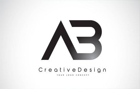 Ab 字母标志设计。创意图标现代字母矢量徽标