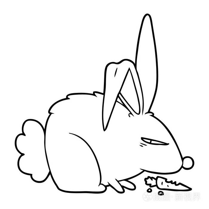 卡通烦恼兔的矢量图解