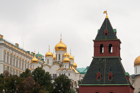莫斯科克里姆林宫塔和大天使报喜教堂