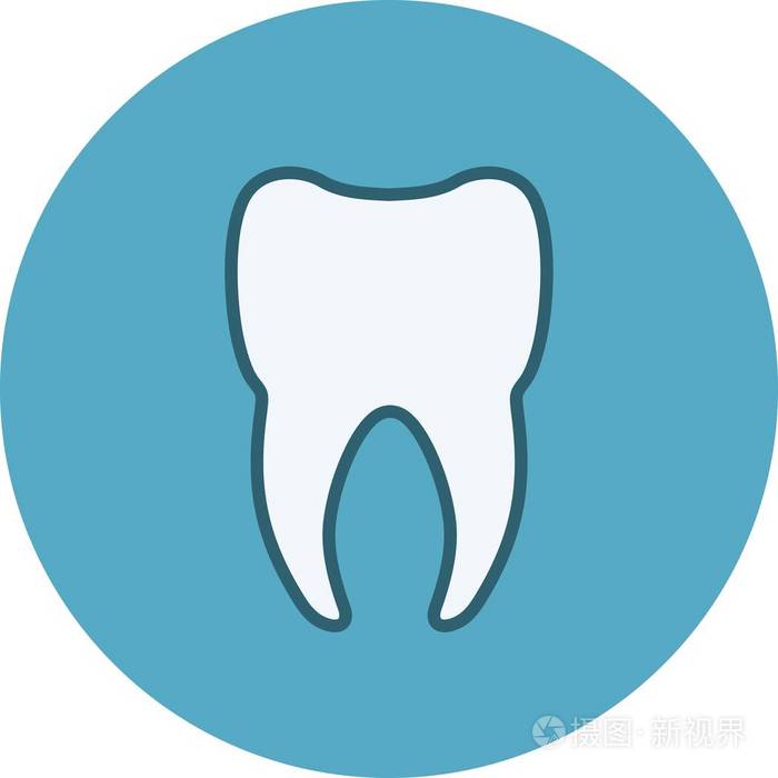 白色牙齿剪影的简化图标.矢量插图