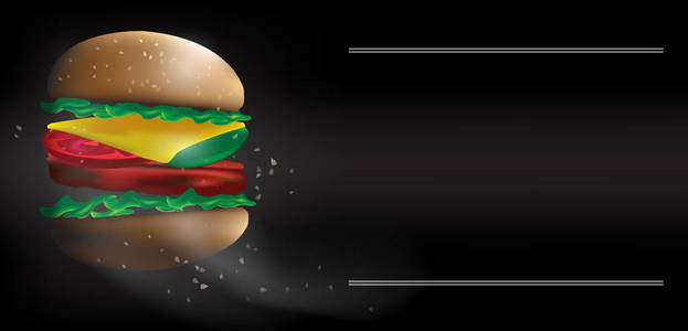 快餐汉堡包矢量在暗色调情绪背景图像